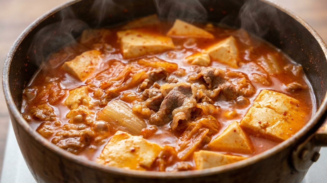 간단하고 깊은 맛! 우삼겹 순두부 김치찌개