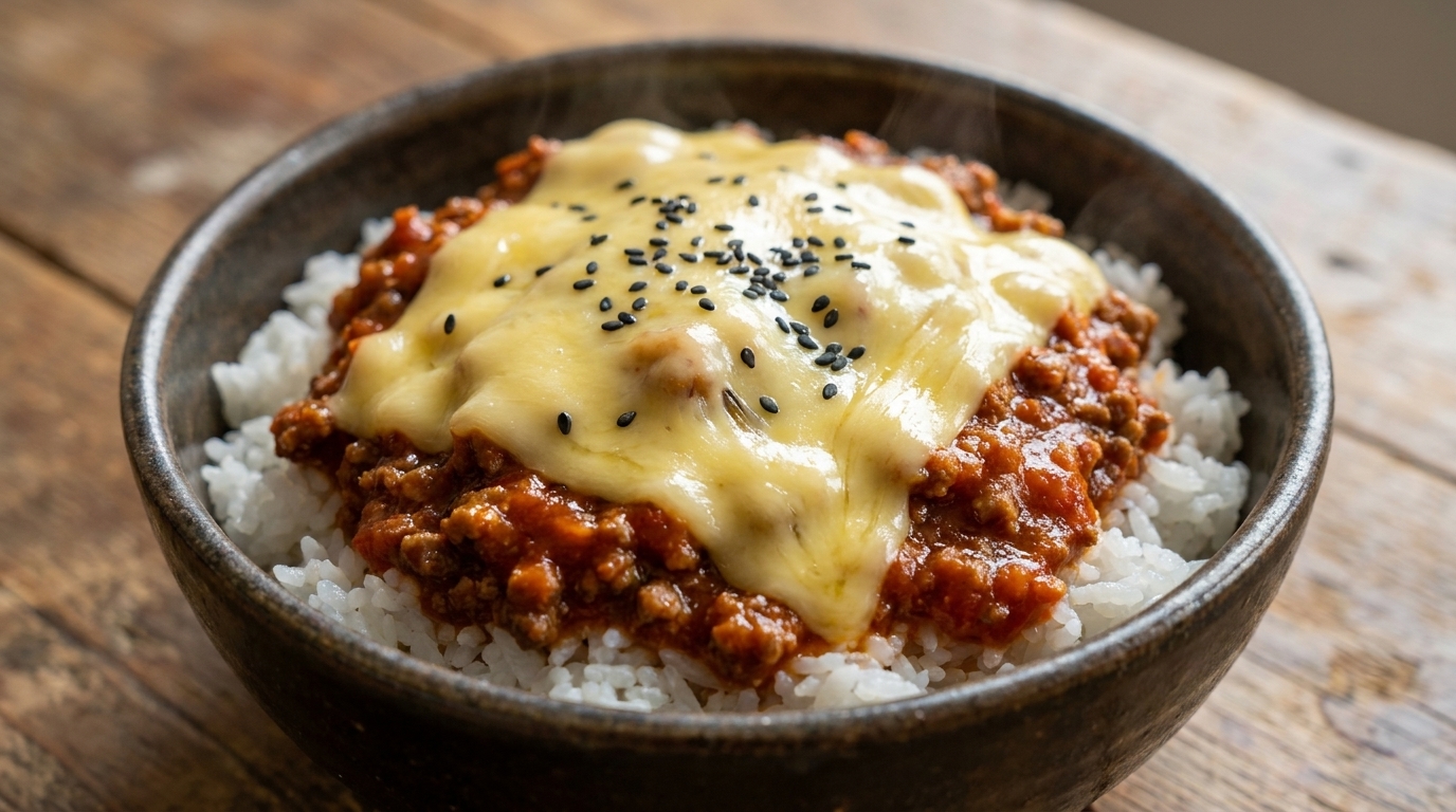 풍미 가득한 치즈 소고기 덮밥