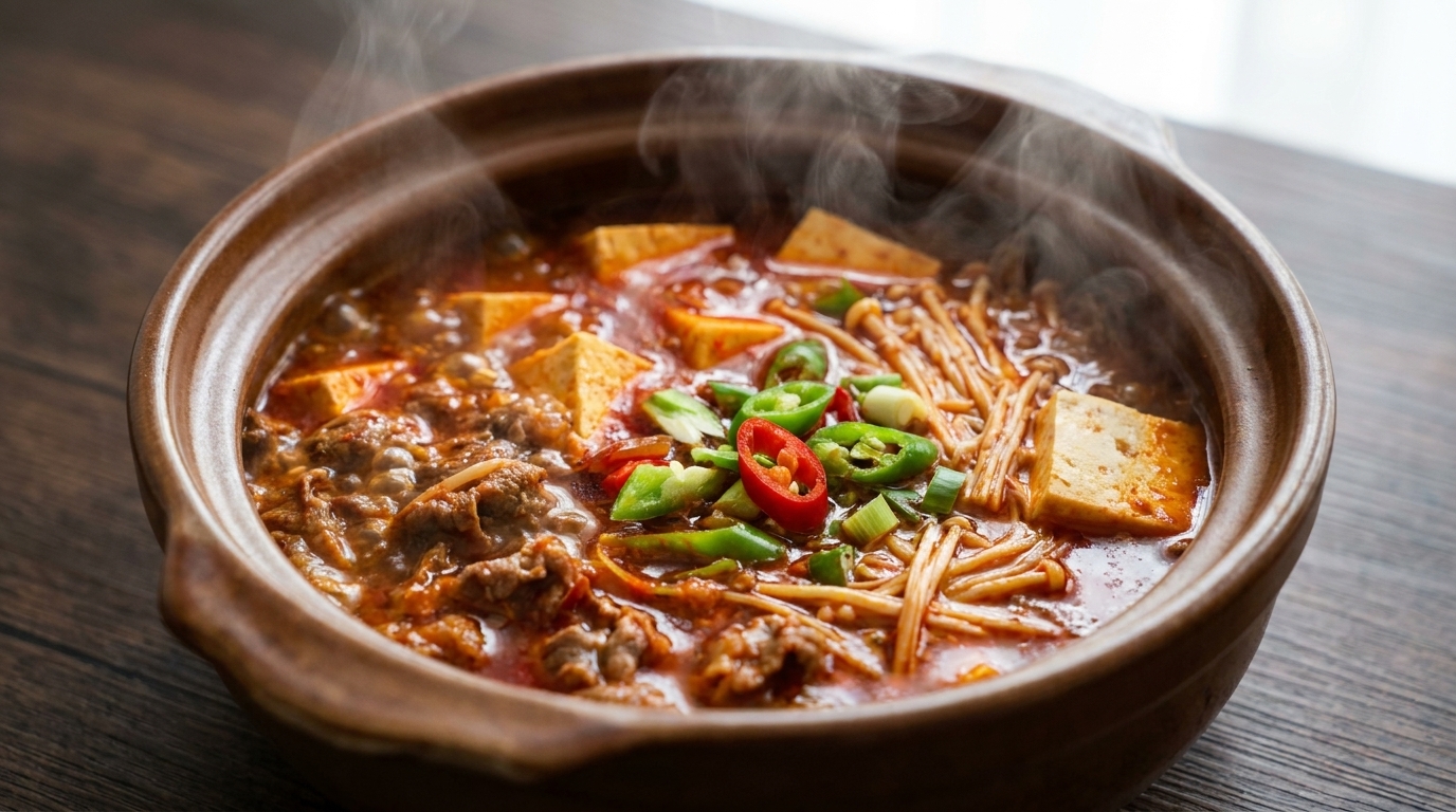 얼큰한 소고기 두부 뚝배기