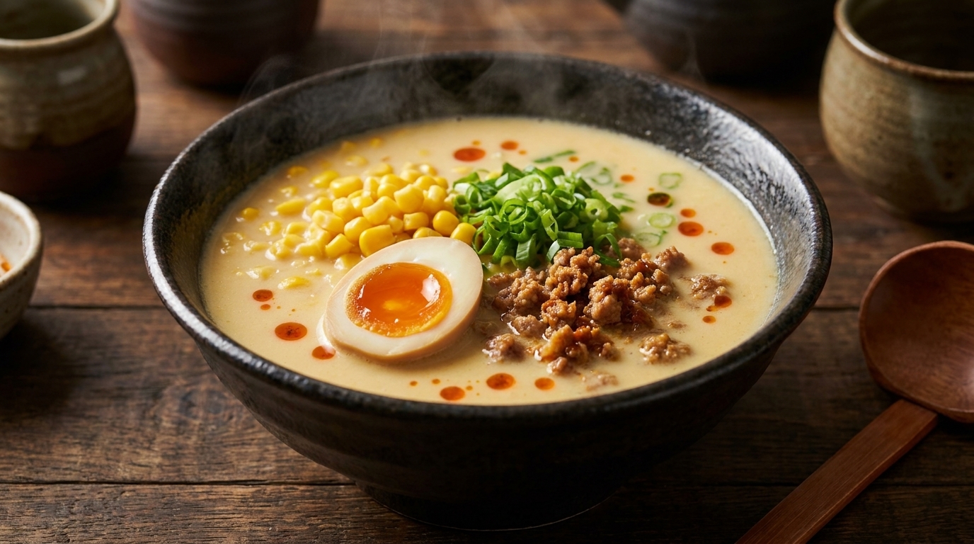 부드럽고 고소한 두유 미소 라멘 (탄유 라멘)