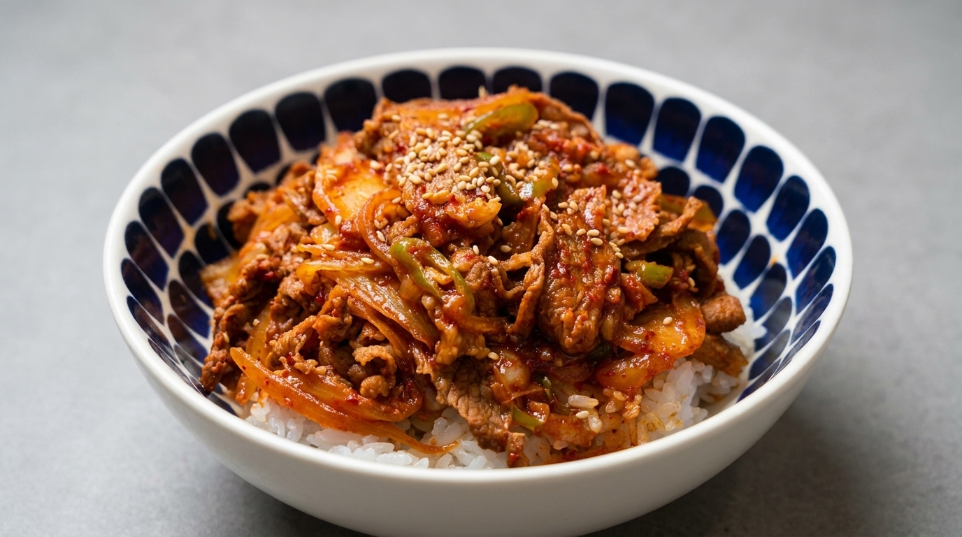 매콤 고소한 차돌박이 김치 덮밥 (김치 비프 돈부리)