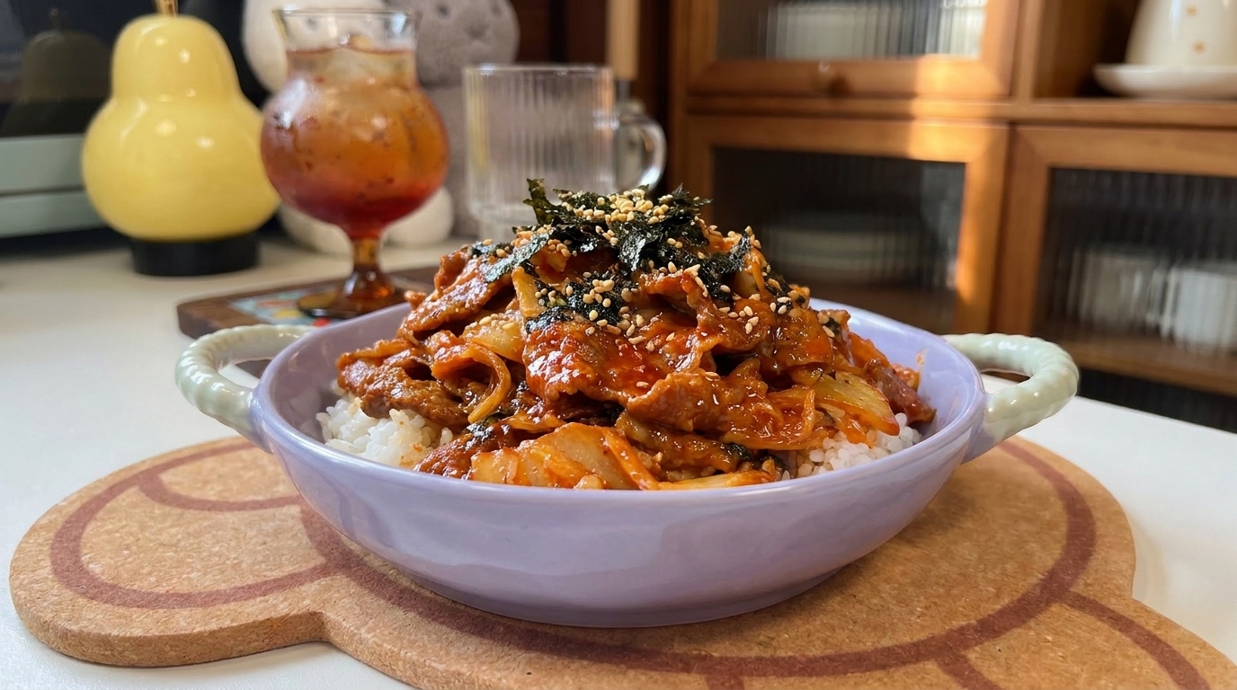 매콤달콤 감칠맛 폭발, 김치 우삼겹 덮밥 (김치 덮밥)