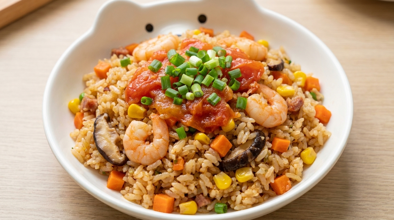 불맛 입힌 토마토 새우 전기밥솥 한 그릇 요리