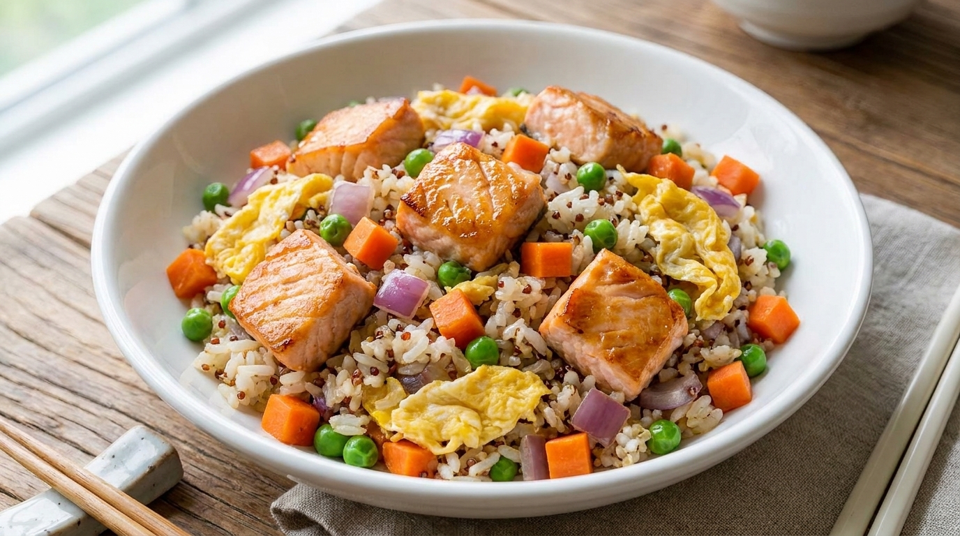 고소한 연어 퀴노아 볶음밥