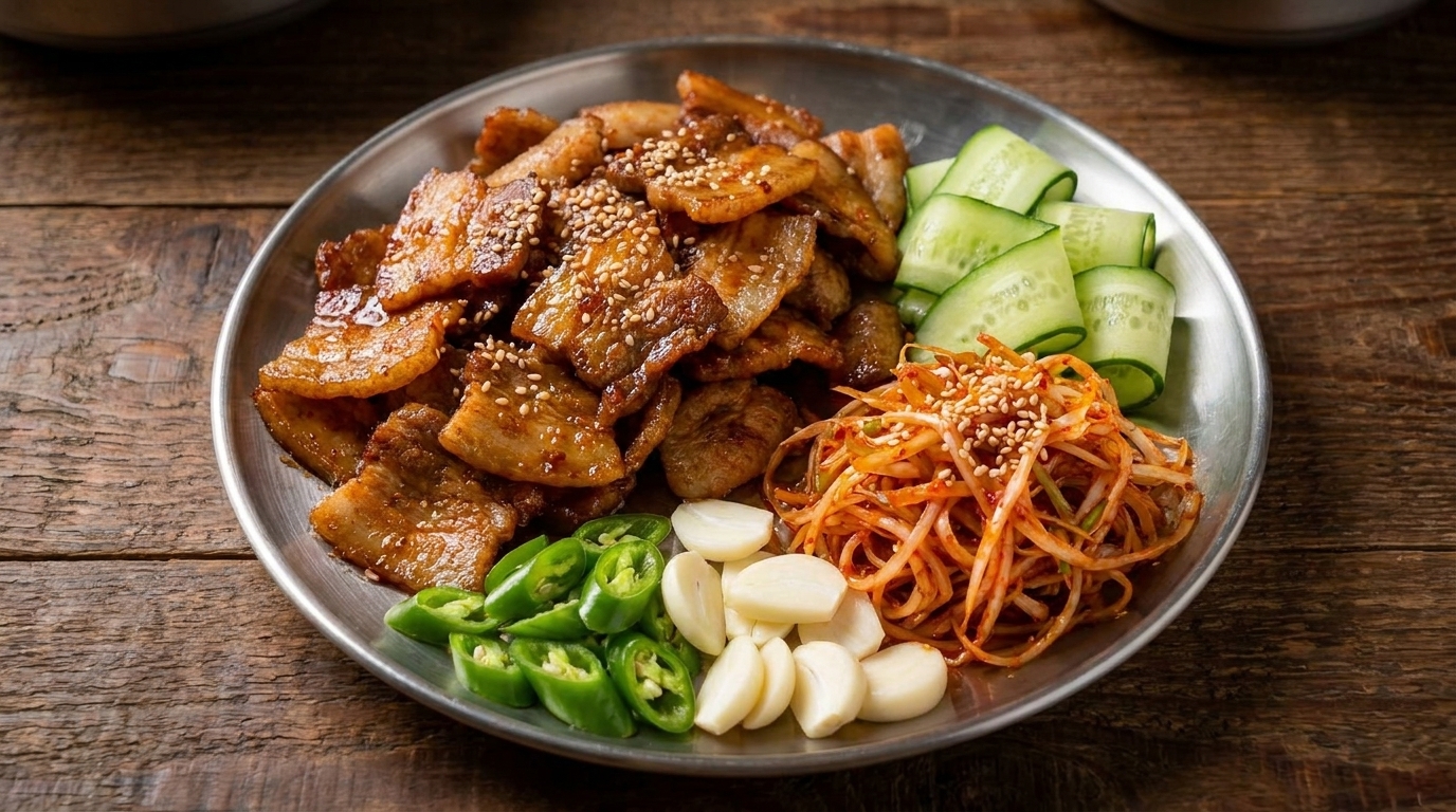 매콤달콤한 고추장 삼겹살 구이와 상큼한 파절이 (돼지불고기)
