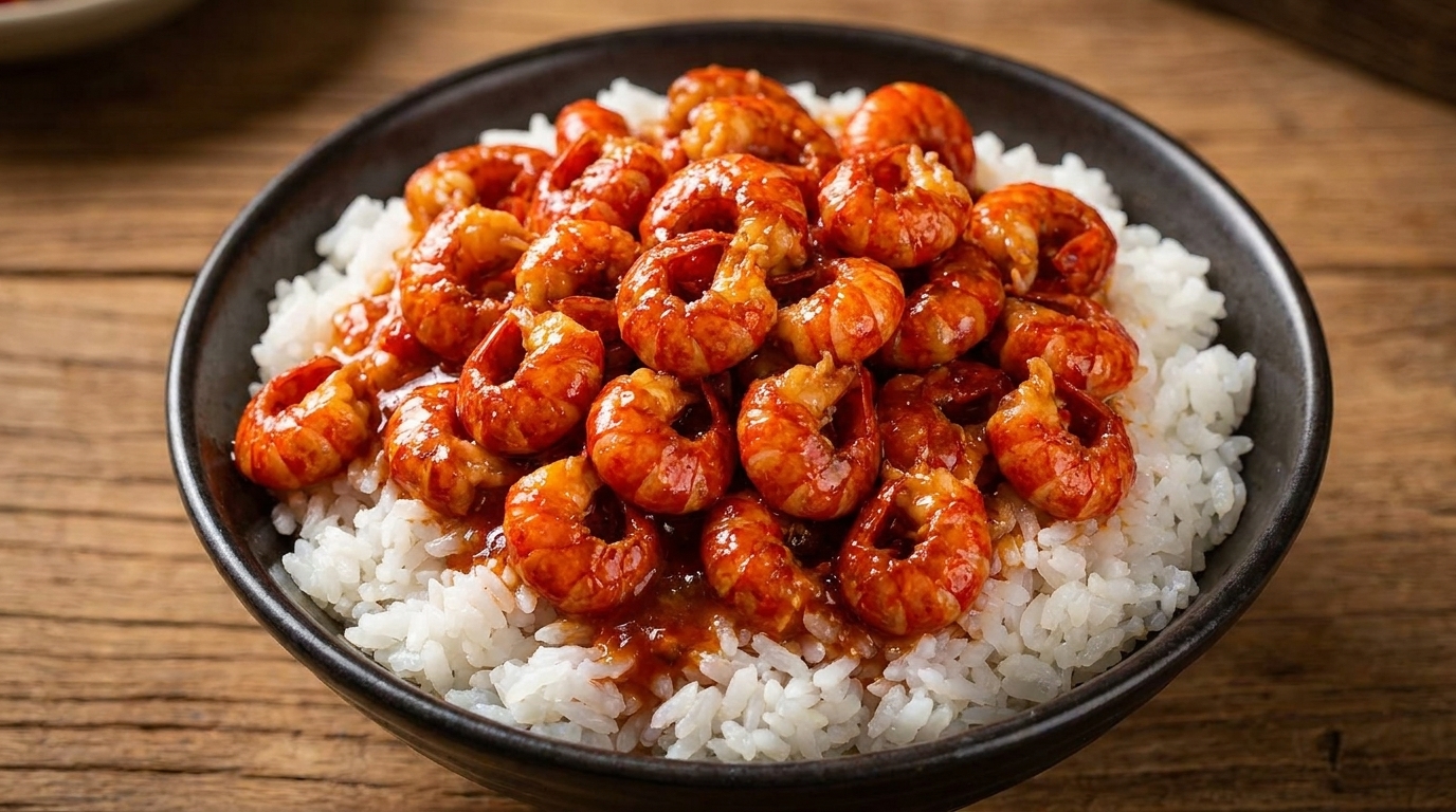 매콤한 민물가재 꼬리 덮밥