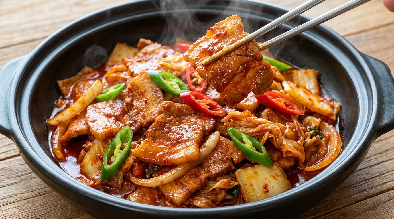 서울식 정통 매콤 제육볶음 레시피 (김치 삼겹살 볶음)