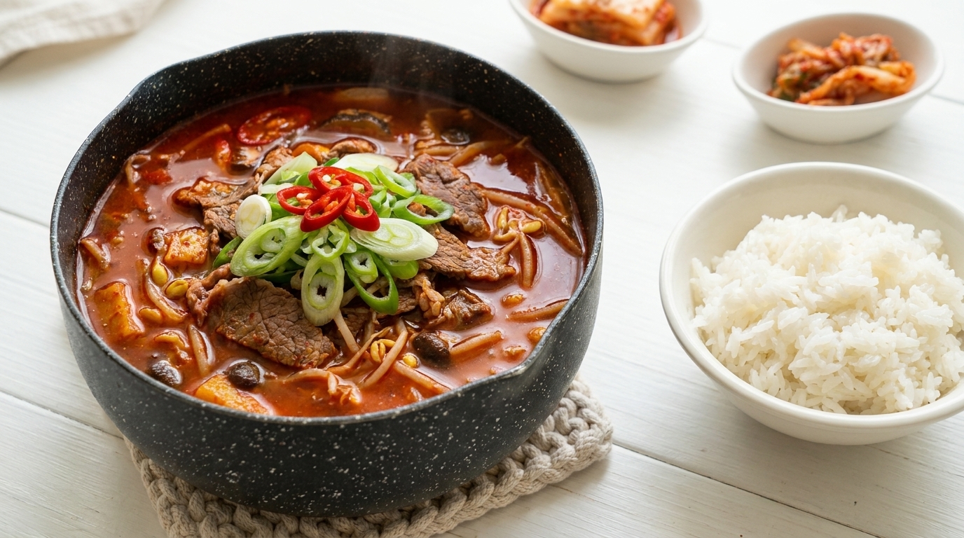 얼큰한 소고기 순두부 육개장 (된장 베이스)