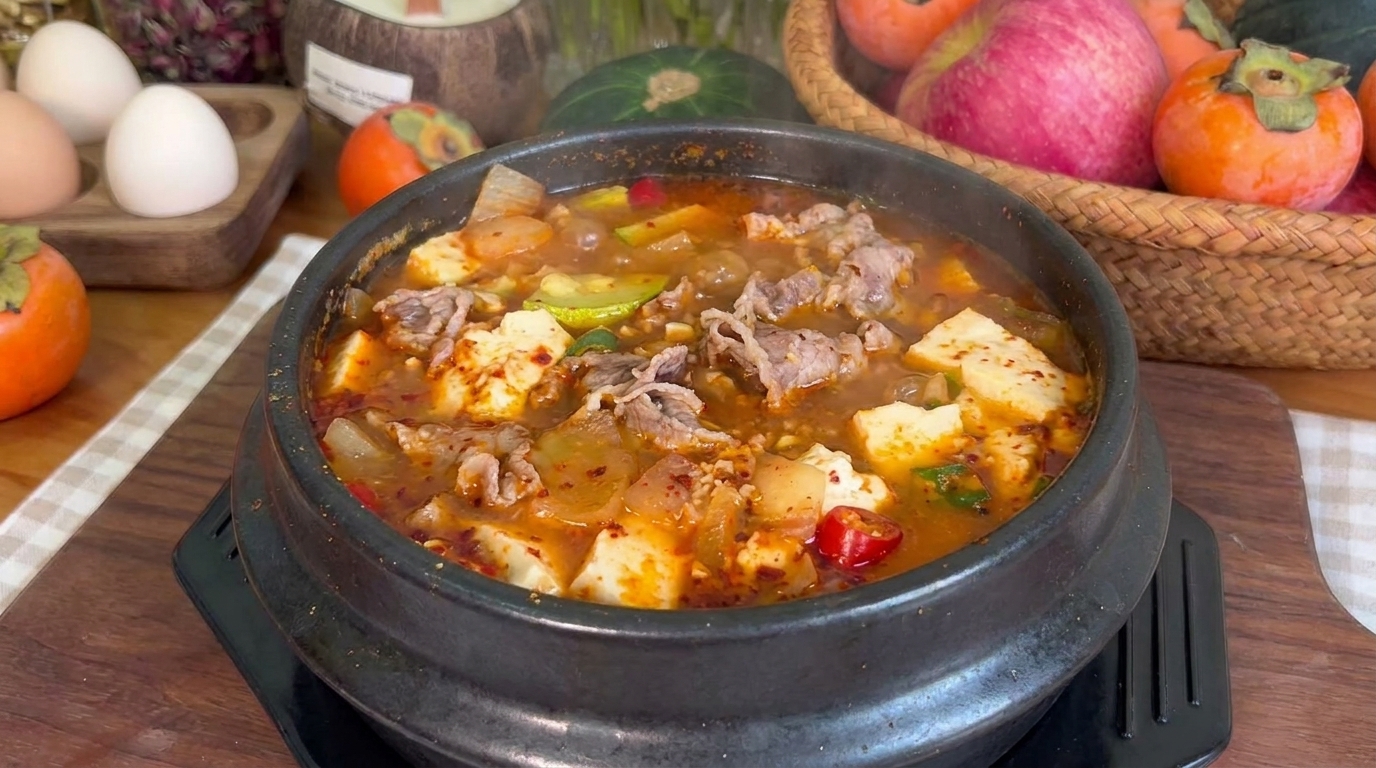 차돌박이를 넣은 진하고 구수한 고기 된장찌개 레시피