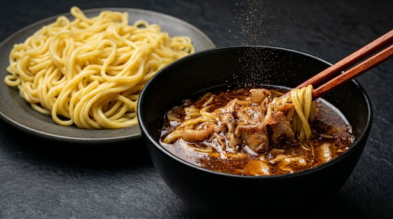 진한 감칠맛의 어패류 돈골 츠케멘 (일본식 찍어 먹는 라멘)