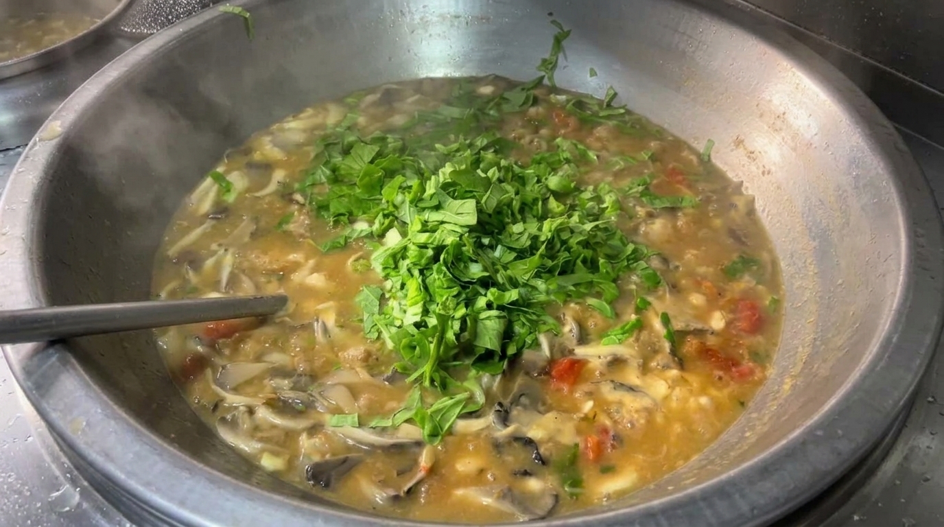 채소 버섯 중국식 수제비 (미엔거다탕)