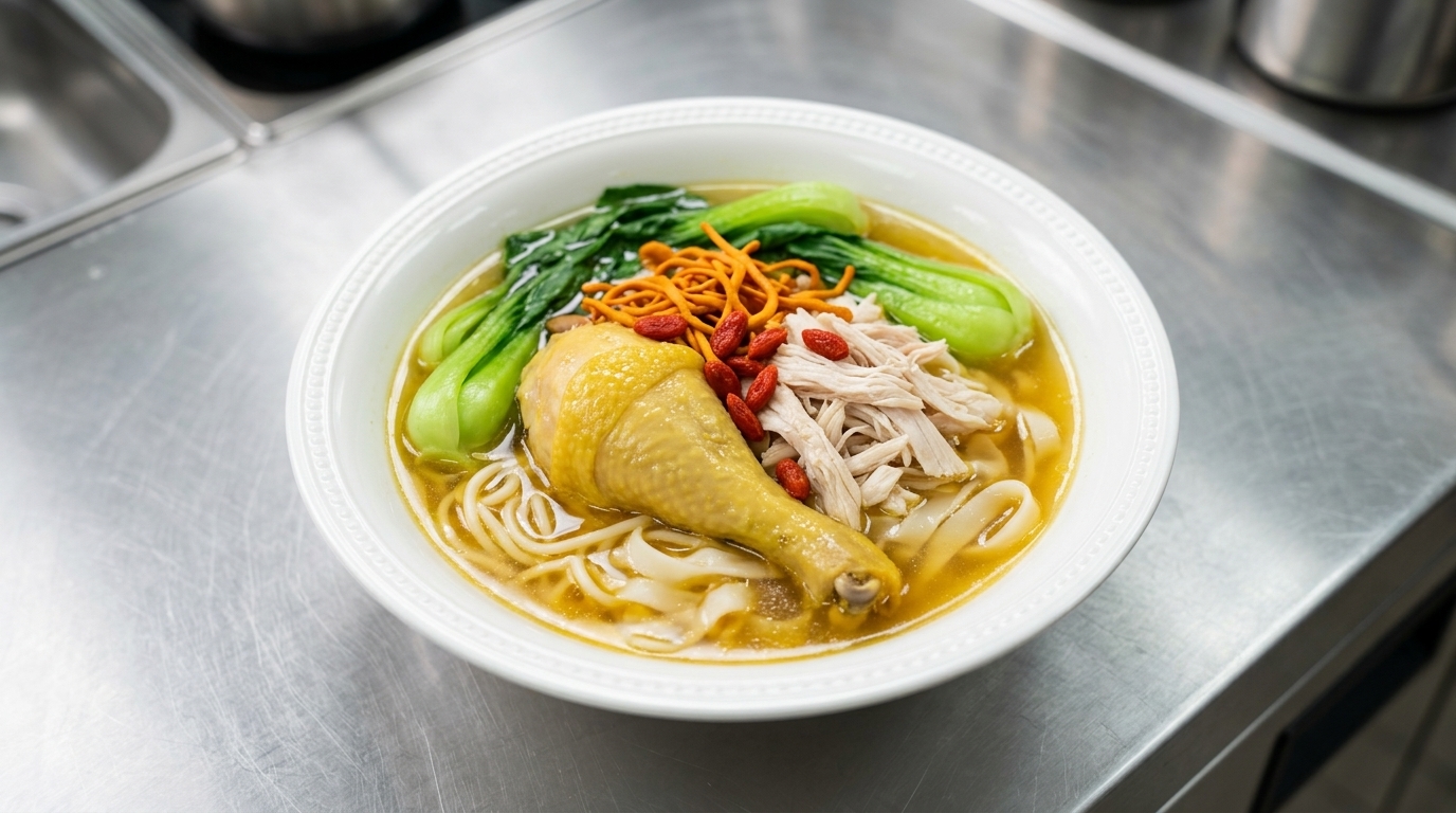 황금빛 닭고기 국수
