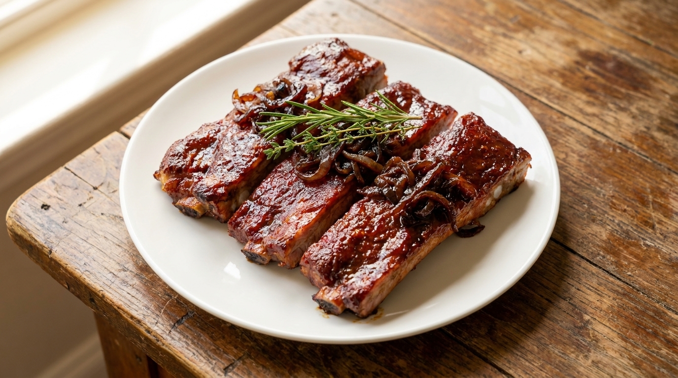 천천히 구워낸 아메리칸 BBQ 돼지갈비