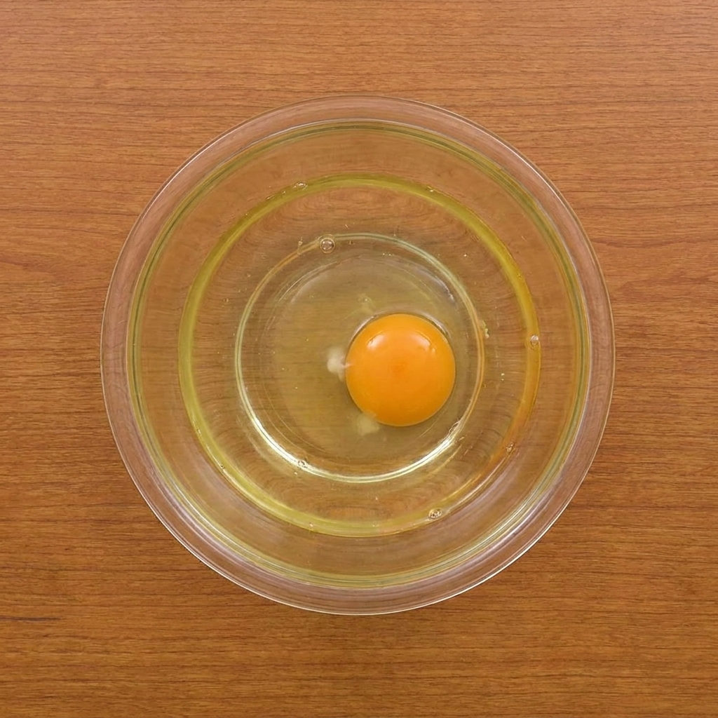 유리볼에 계란과 물을 풀고 밀가루와 전분을 넣어 부드러운 반죽을 만드는 모습