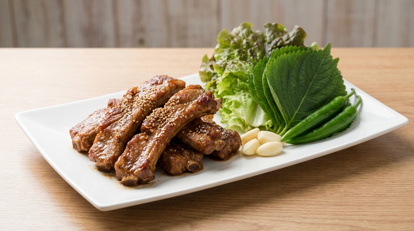 클래식 한국식 돼지갈비 구이