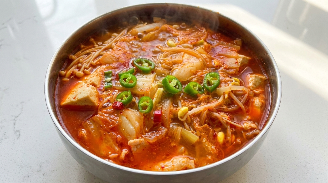 얼큰하고 새콤한 김치 두부찌개