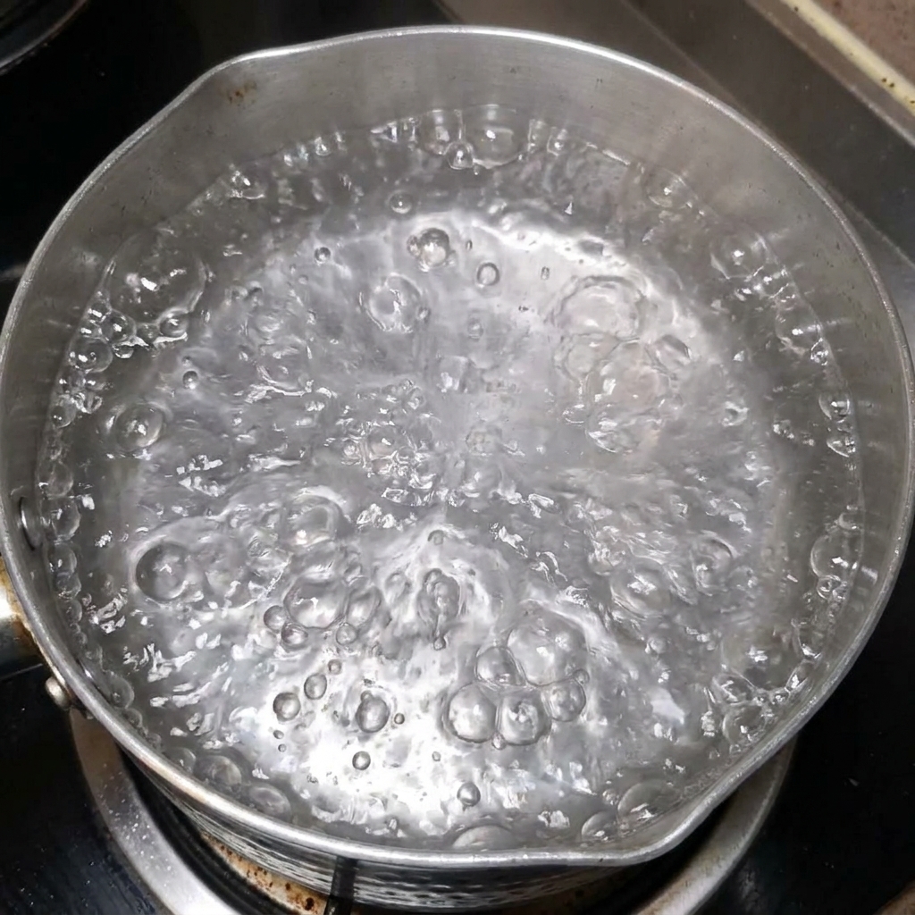 바지락 육수에 썬 채소를 넣고 끓이는 모습.