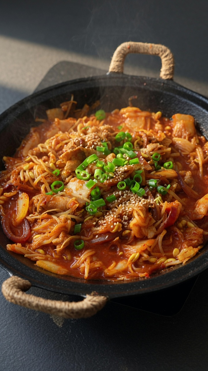 매콤하고 아삭한 김치 삼겹살 콩나물 볶음