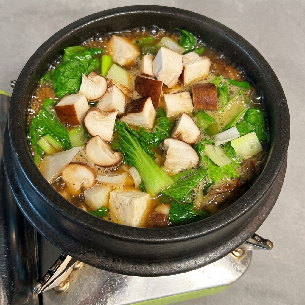 찌개에 썰어둔 양파를 넣는 모습.
