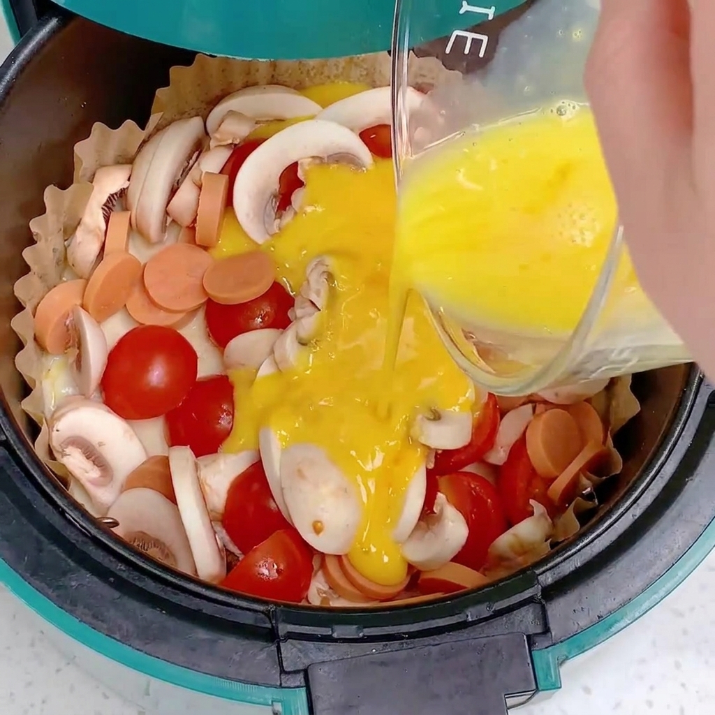 준비된 피자 재료 위에 소금과 후추를 뿌리는 모습.