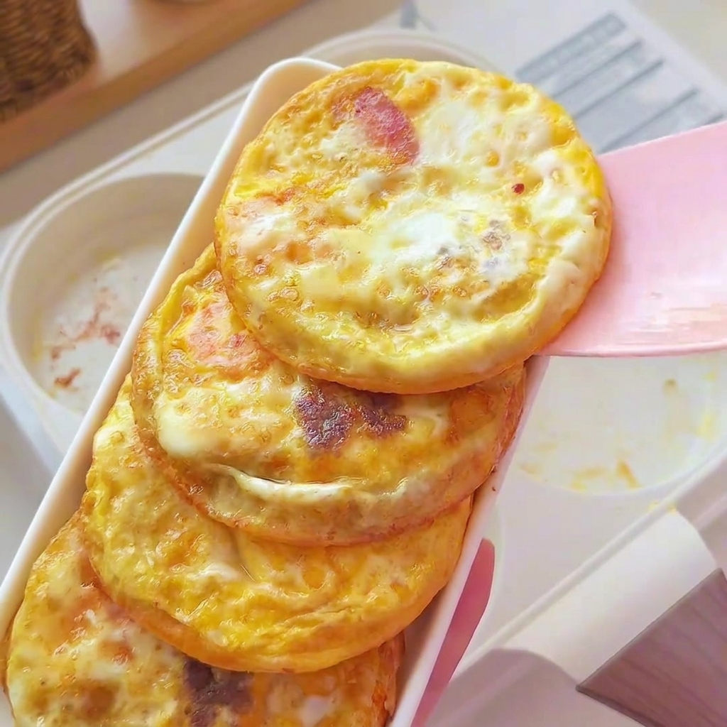 조리용 팬의 빈 구역에 액체 반죽이 부어지고 있는 모습.