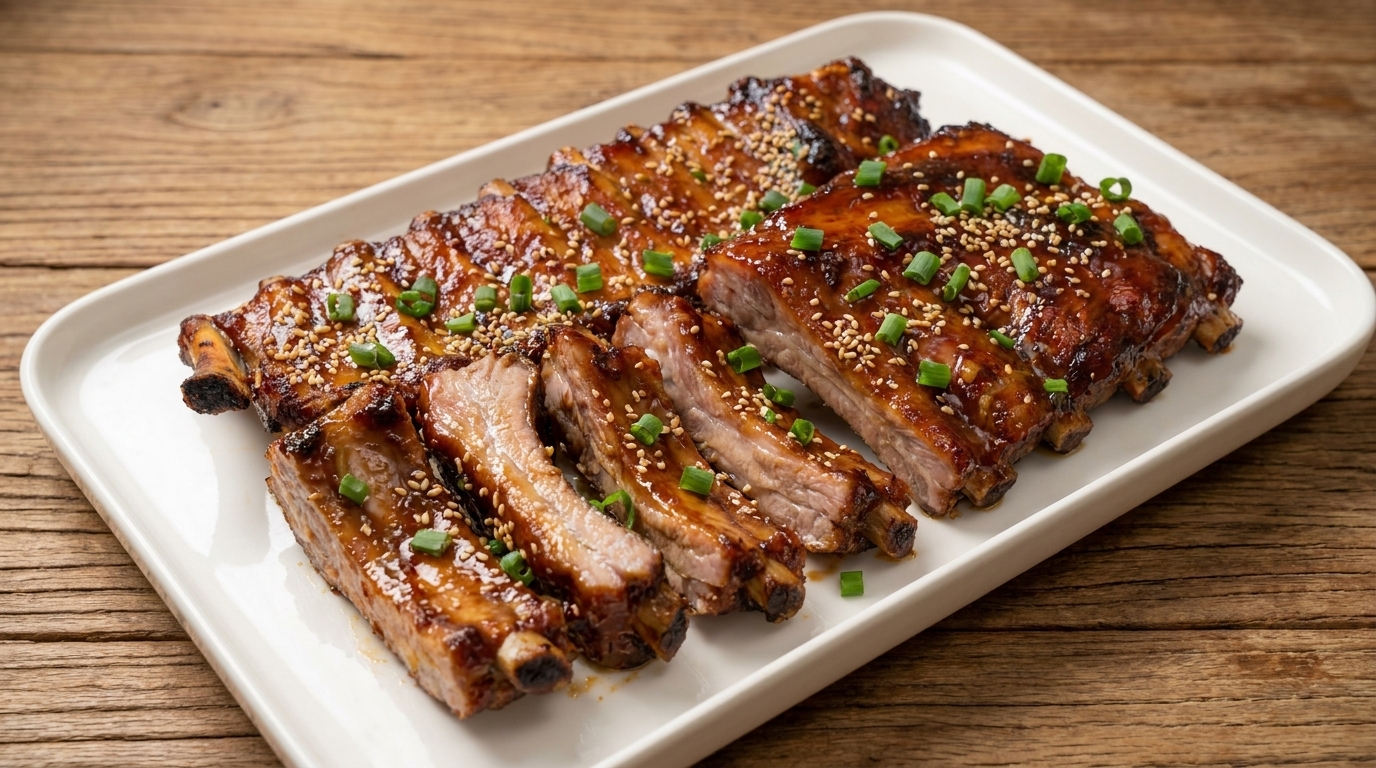 바삭하고 달콤한 꿀 발라 구운 돼지갈비 오븐구이