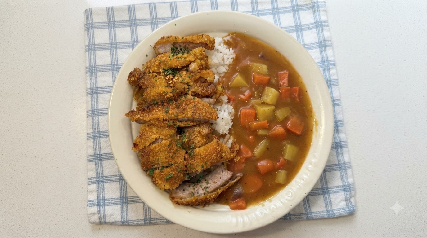 바삭한 포크 찹 카레 라이스
