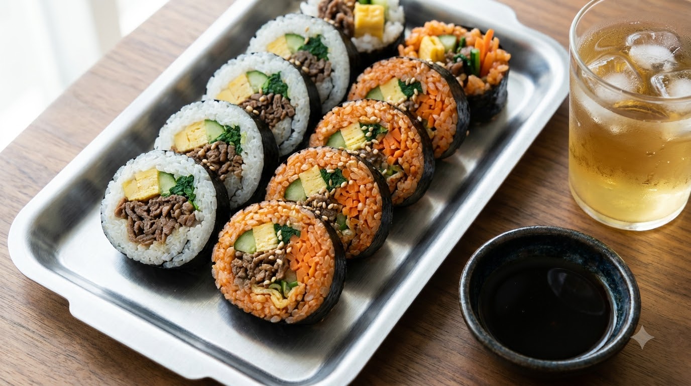 불고기 김치볶음밥 두 가지 맛 김밥