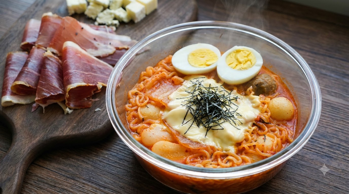 한국식 치즈 라면 김치 떡국