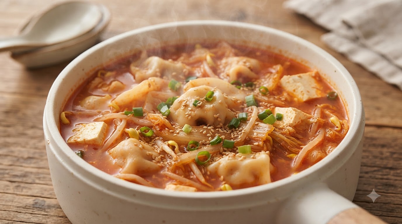 얼큰한 김치만두국 만들기