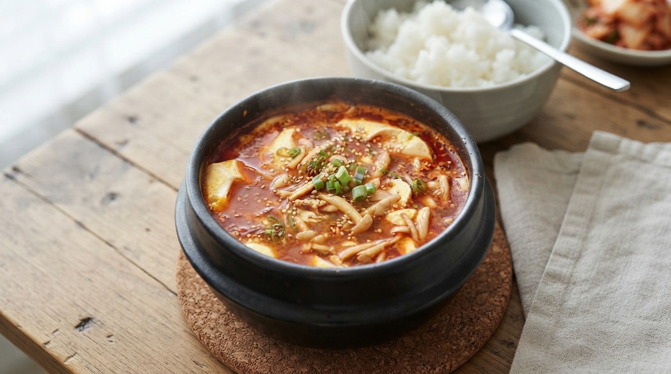 한국식 얼큰한 순두부찌개
