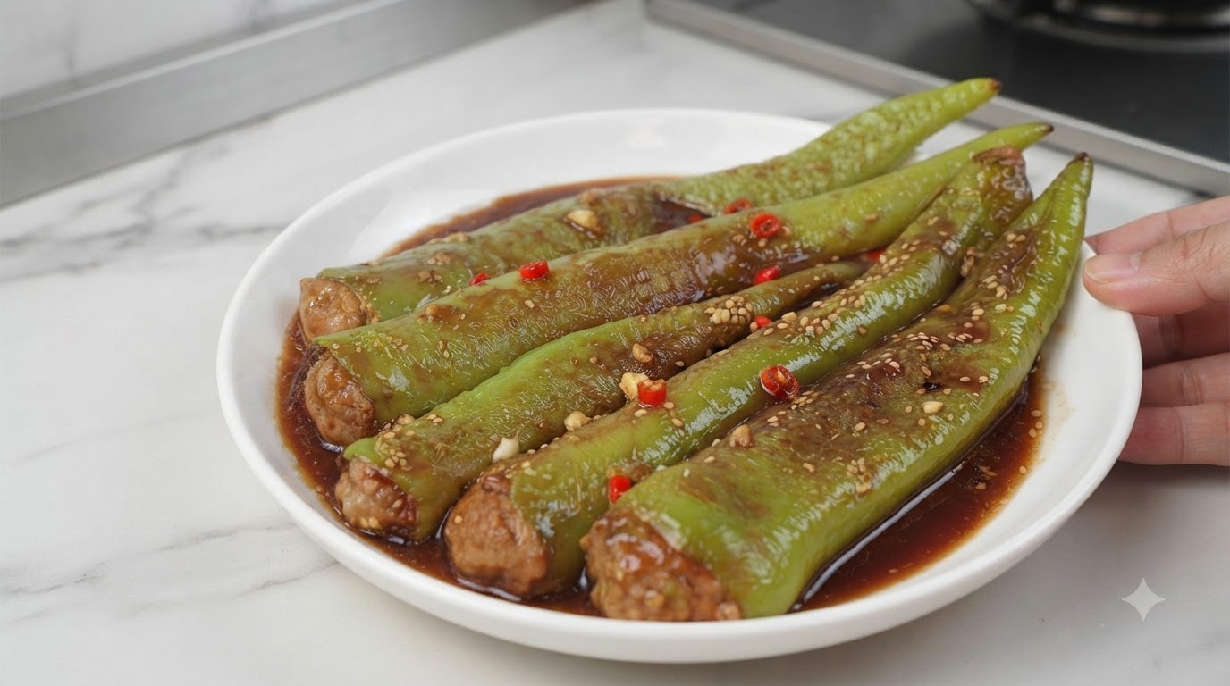 매콤 달콤 소스의 꽈리고추고기완자볶음