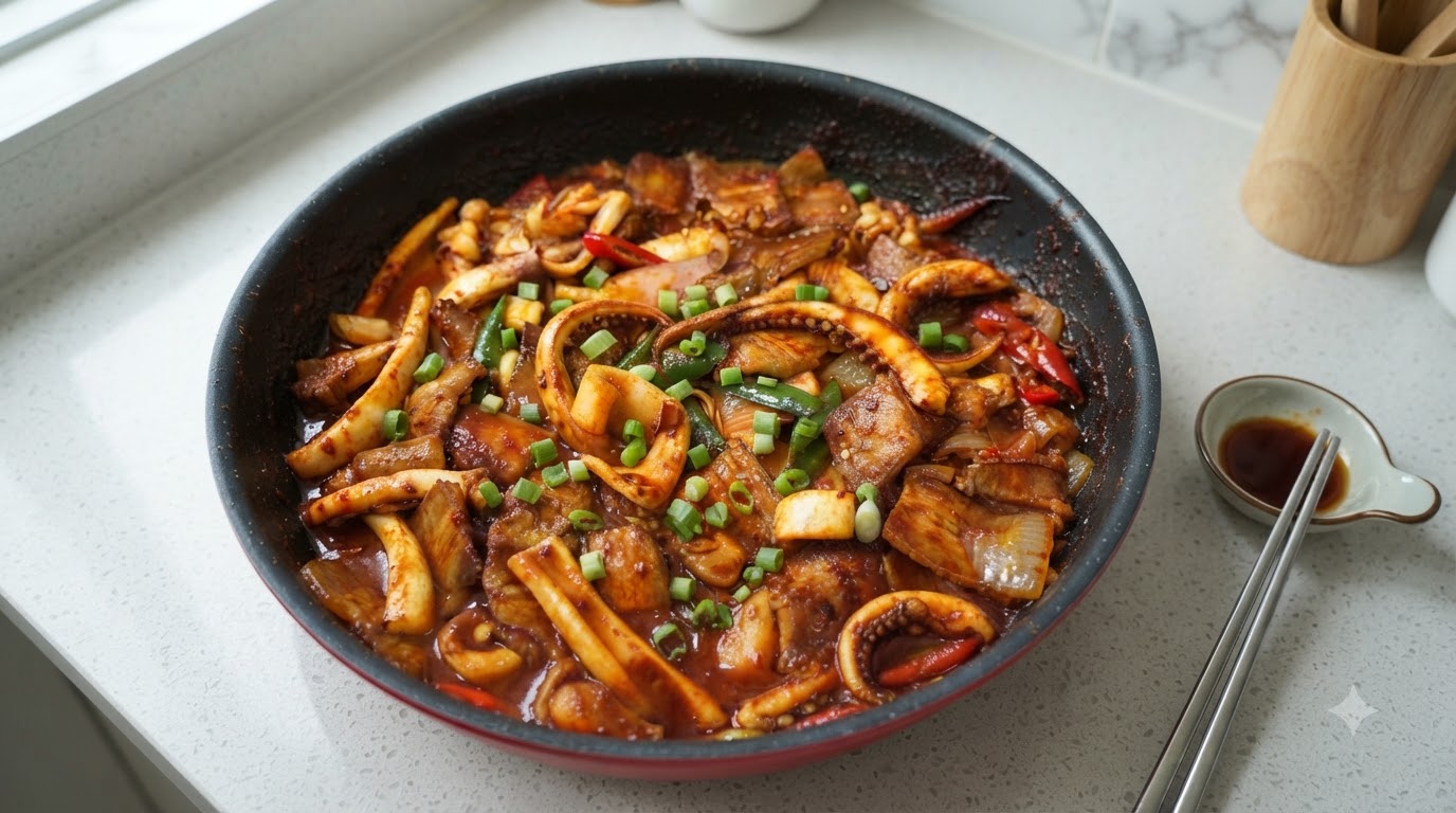 매콤 달콤한 오삼불고기 (오징어 삼겹살 볶음)