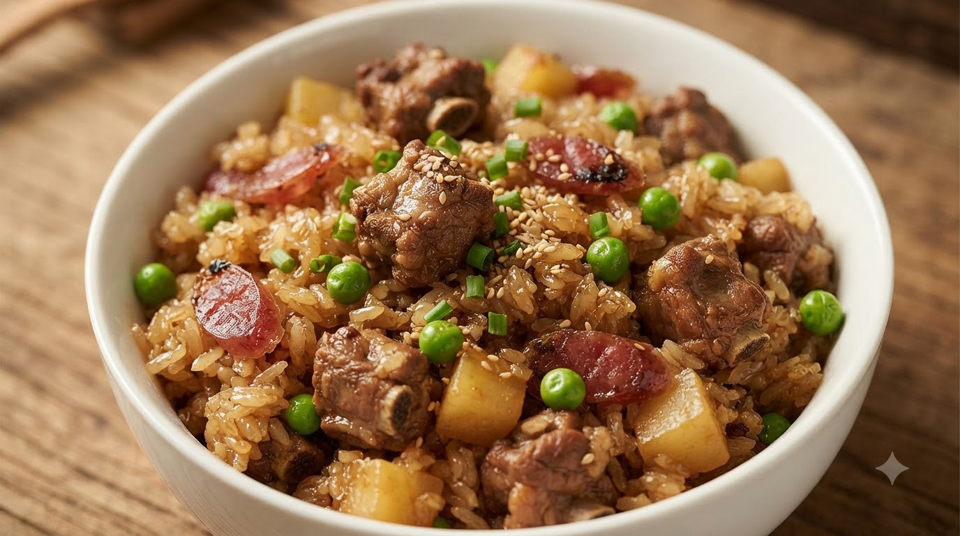 돼지고기 갈비 감자 찹쌀밥