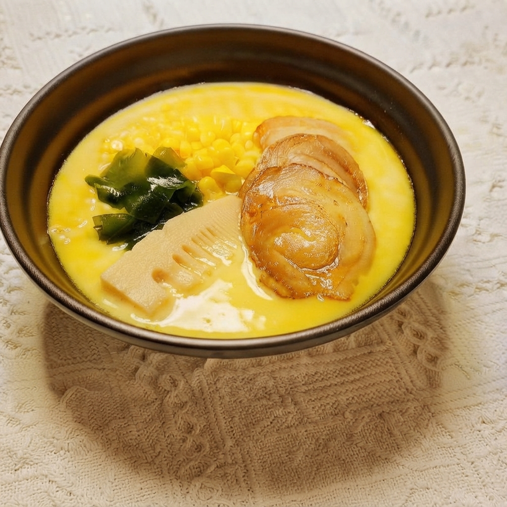 라멘 위에 죽순(멘마) 조각을 올리는 모습.