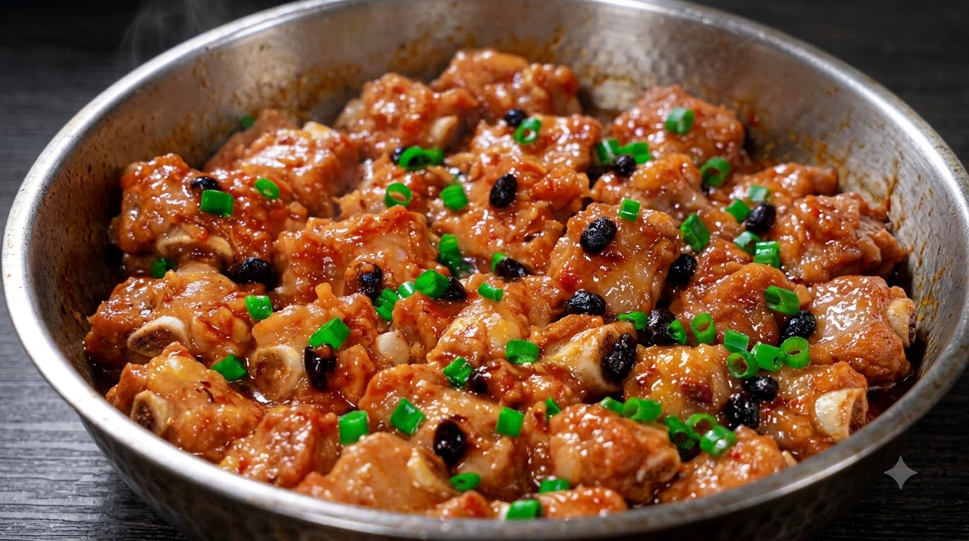 마늘과 블랙빈을 곁들인 광동식 건조 찜 갈비