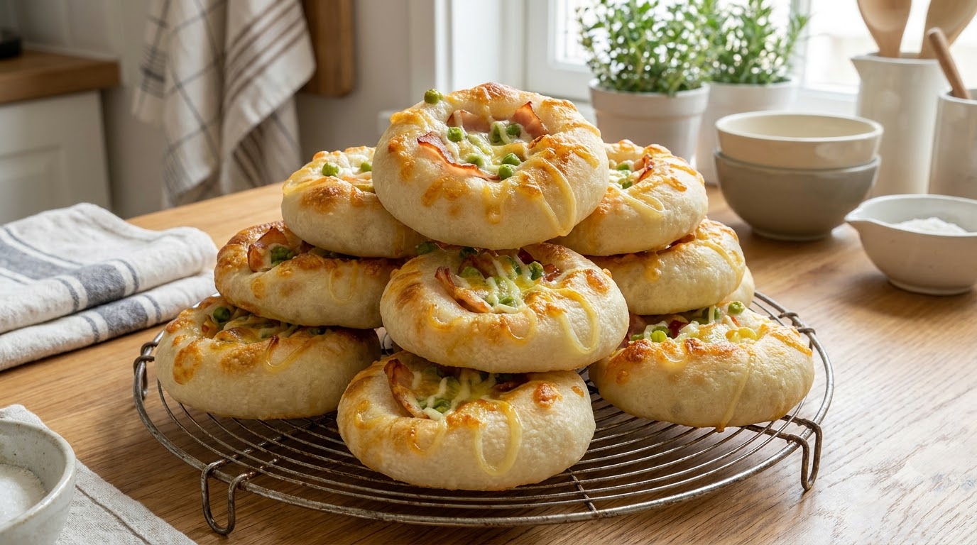 맛있는 베이컨 그린피스 포카치아 빵