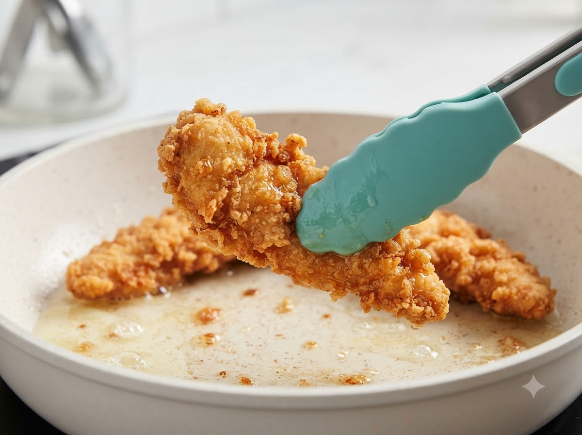 약한 불 위에서 달궈진 팬에 노란 버터 조각이 부드럽게 녹아내리는 모습.